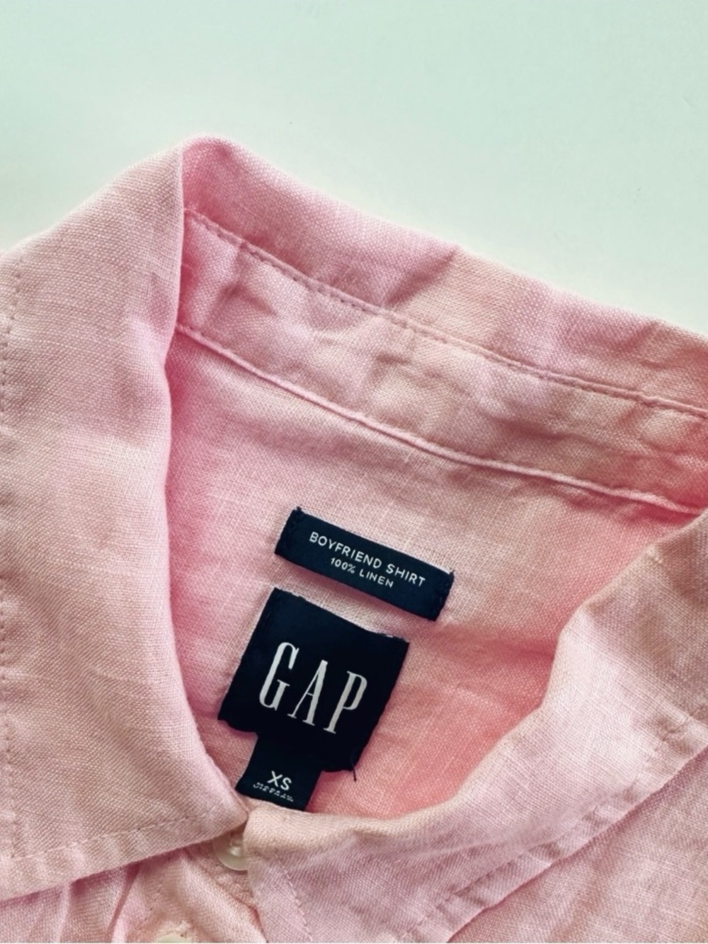 NEW Gap Linen Boyfriend Shirt Relaxed Fit Pink XS - Picture 8 of 10